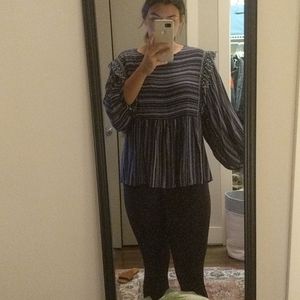 Navy and white blouse